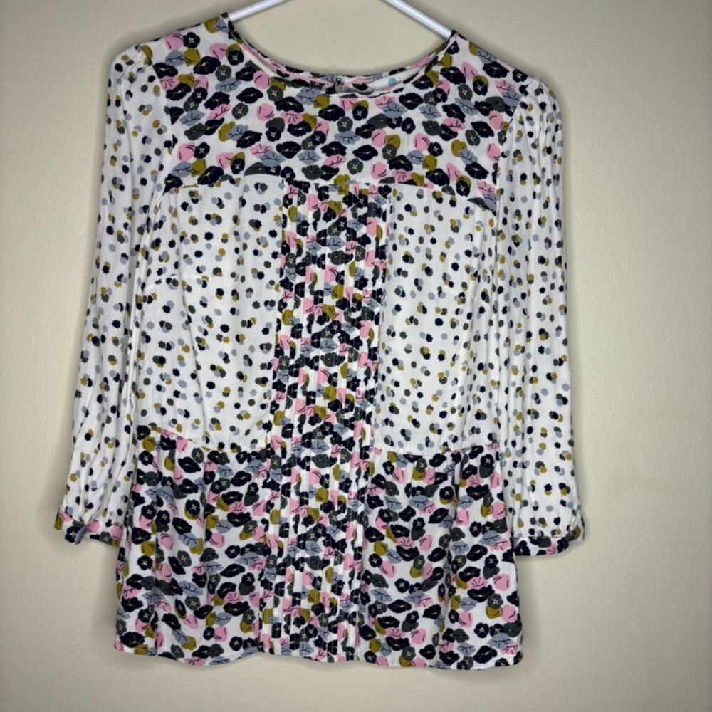Boden Blouse Hopscotch Poppy Pintuck Floral size 4